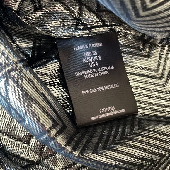 🎀Sass & Bide silk round neck metallic night wings pull over short sleeve blouse - Picture 7 of 12